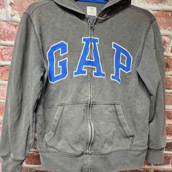 Gap Kids Gray Hoodie XL Zip Long Sleeve Comfy Cotton Blend Hooded Sweatshirt - Picture 6 of 6